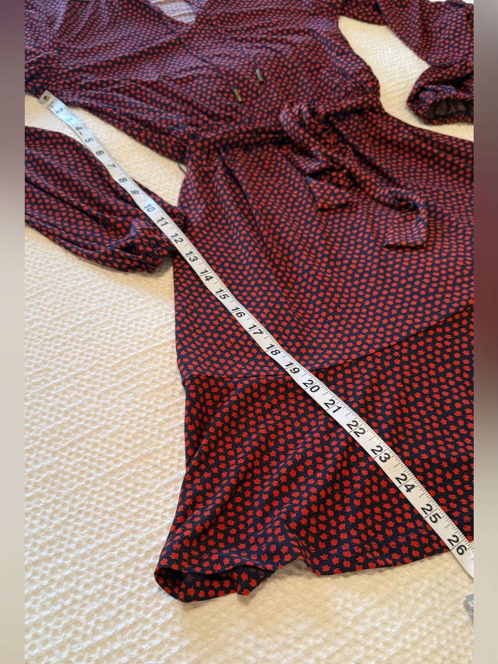 Michael Kors | Burgundy & Navy Print Tie-Waist Midi Dress | Size S - Picture 8 of 8